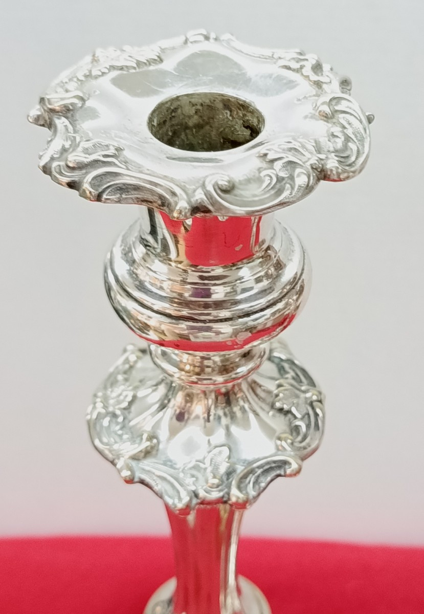 Pair Of Victorian Silver-plated Candlesticks-photo-3