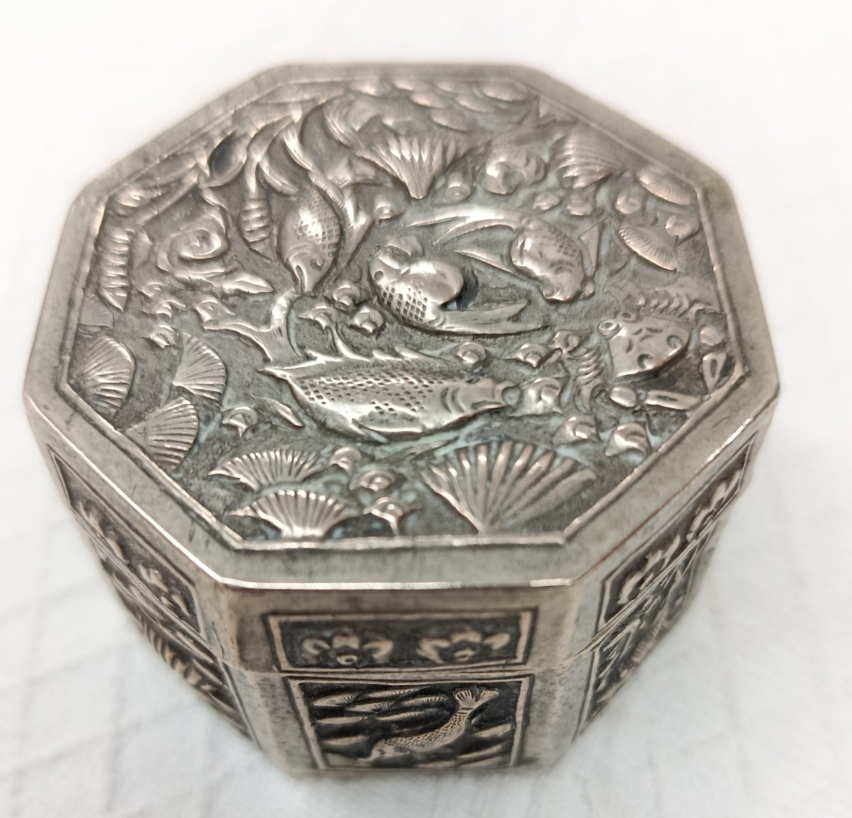 Silver Hexagonal Box China XIX