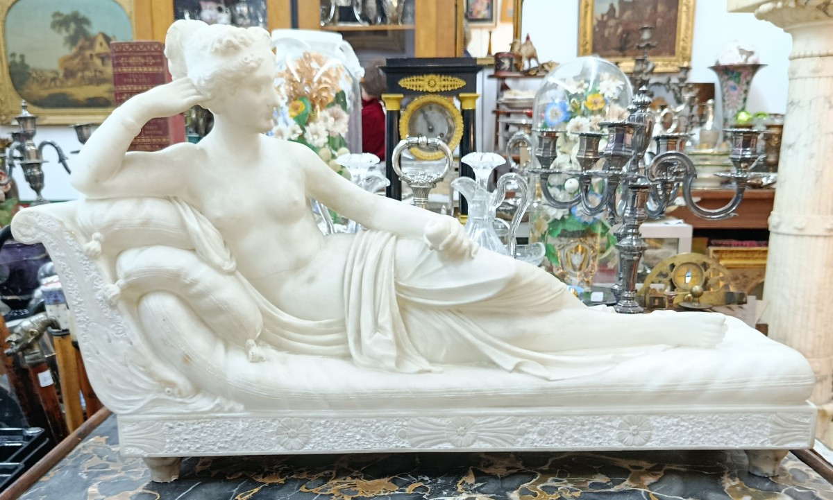 Pauline Borghèse Alabaster Sculpture After Canova-photo-2