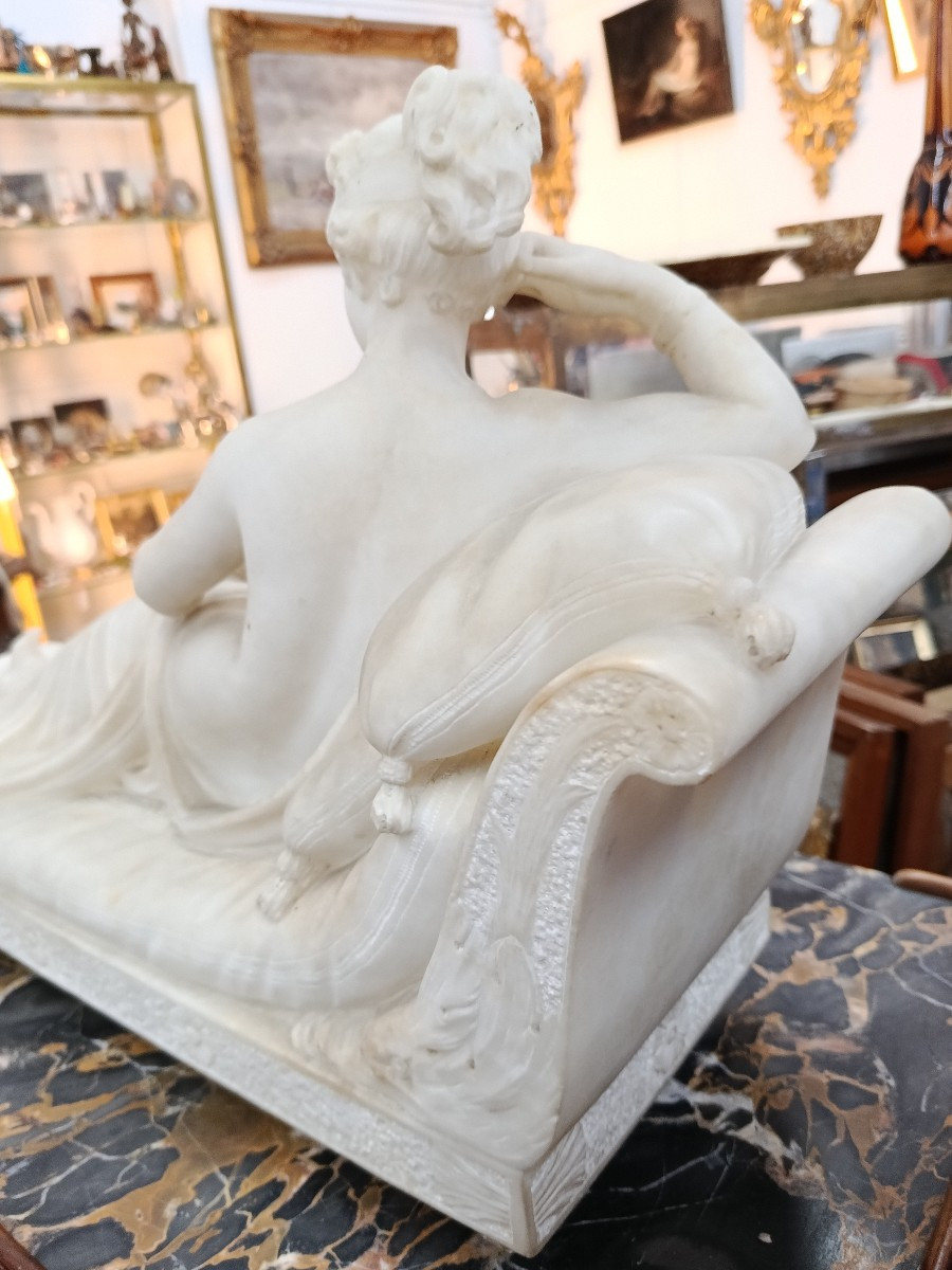 Pauline Borghèse Alabaster Sculpture After Canova-photo-3