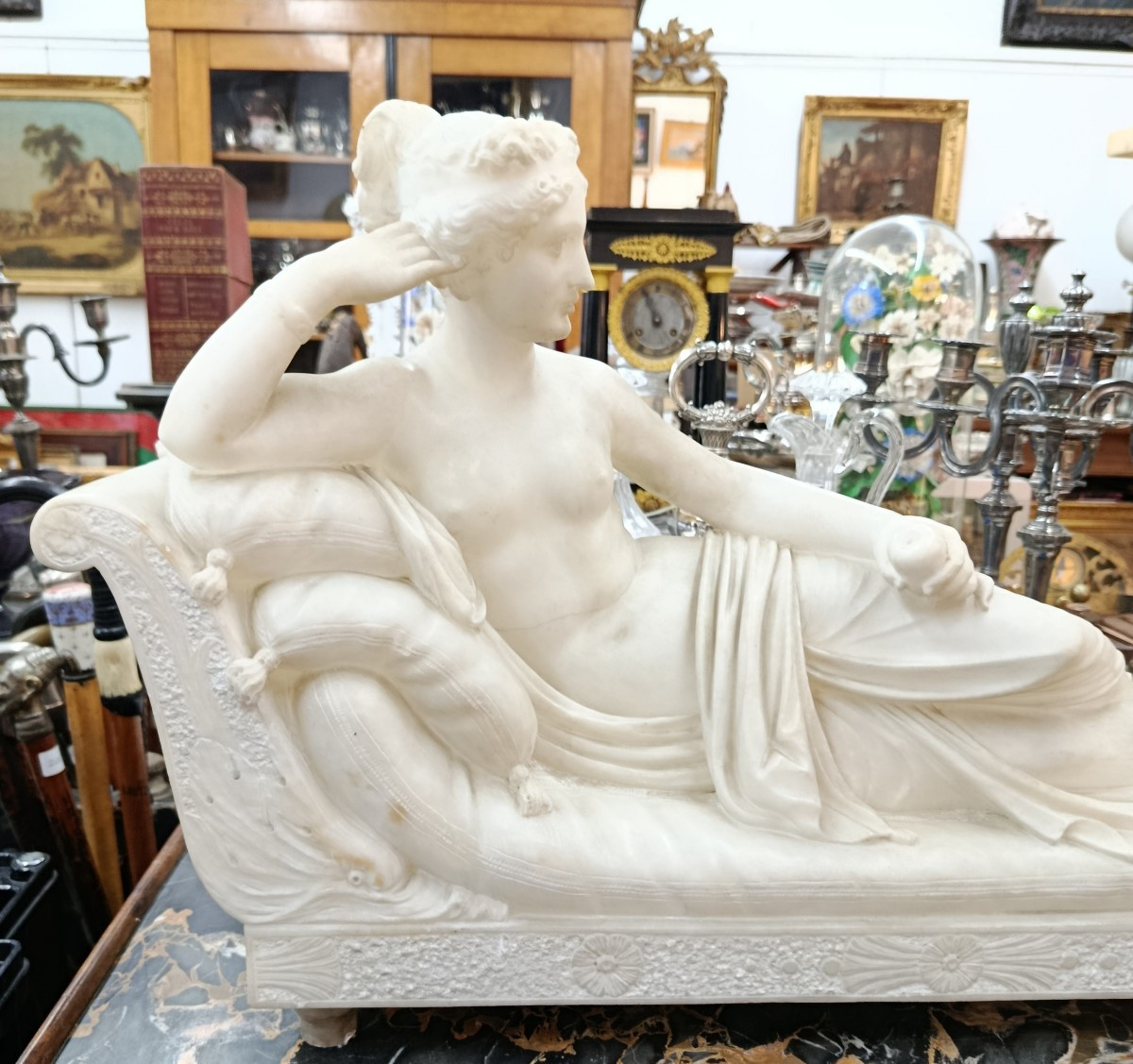 Pauline Borghèse Alabaster Sculpture After Canova