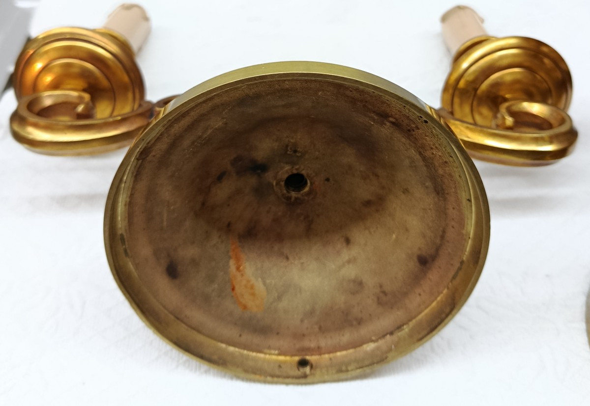 Pair Of Two-arm Bronze Candlesticks-photo-1