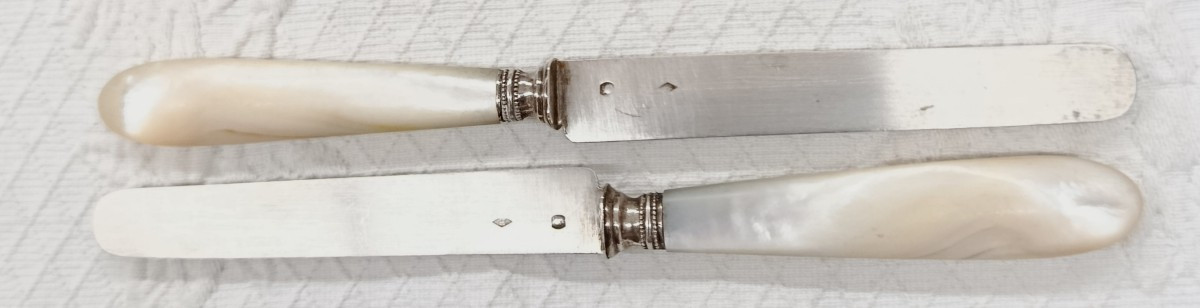 12 Jules Piault Silver And Mother-of-pearl Fruit Knives XIX-photo-3