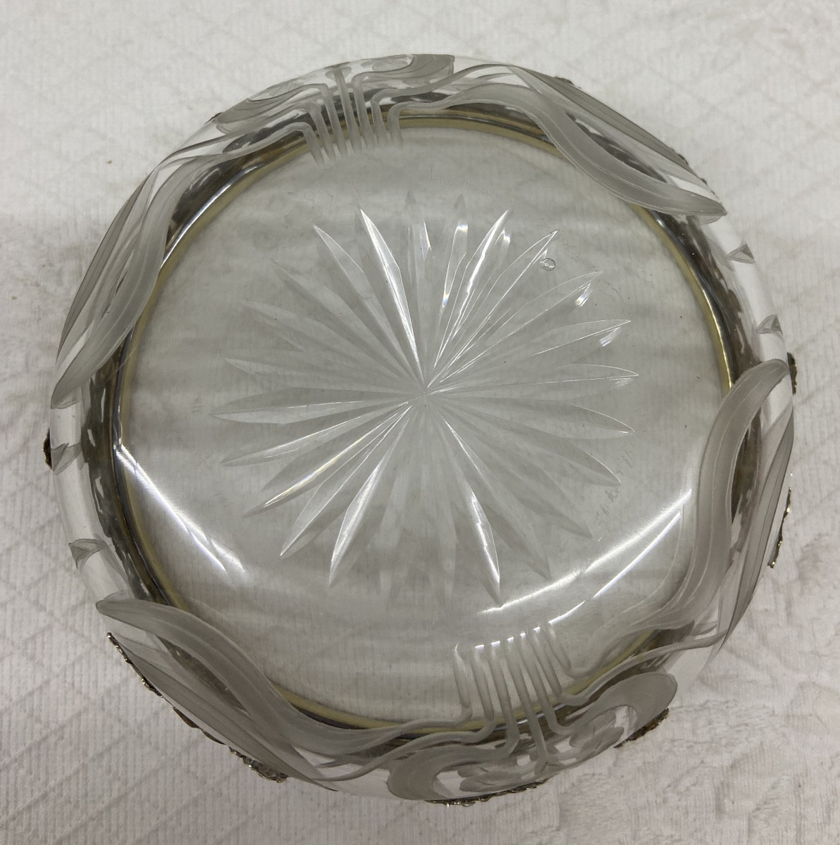 Coupelle art nouveau en cristal et argent-photo-4