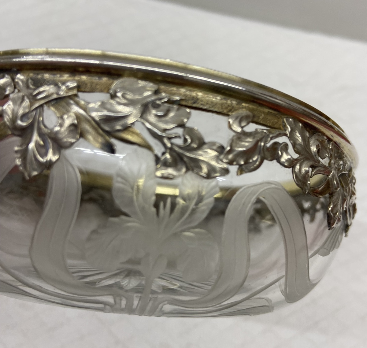 Coupelle art nouveau en cristal et argent-photo-1