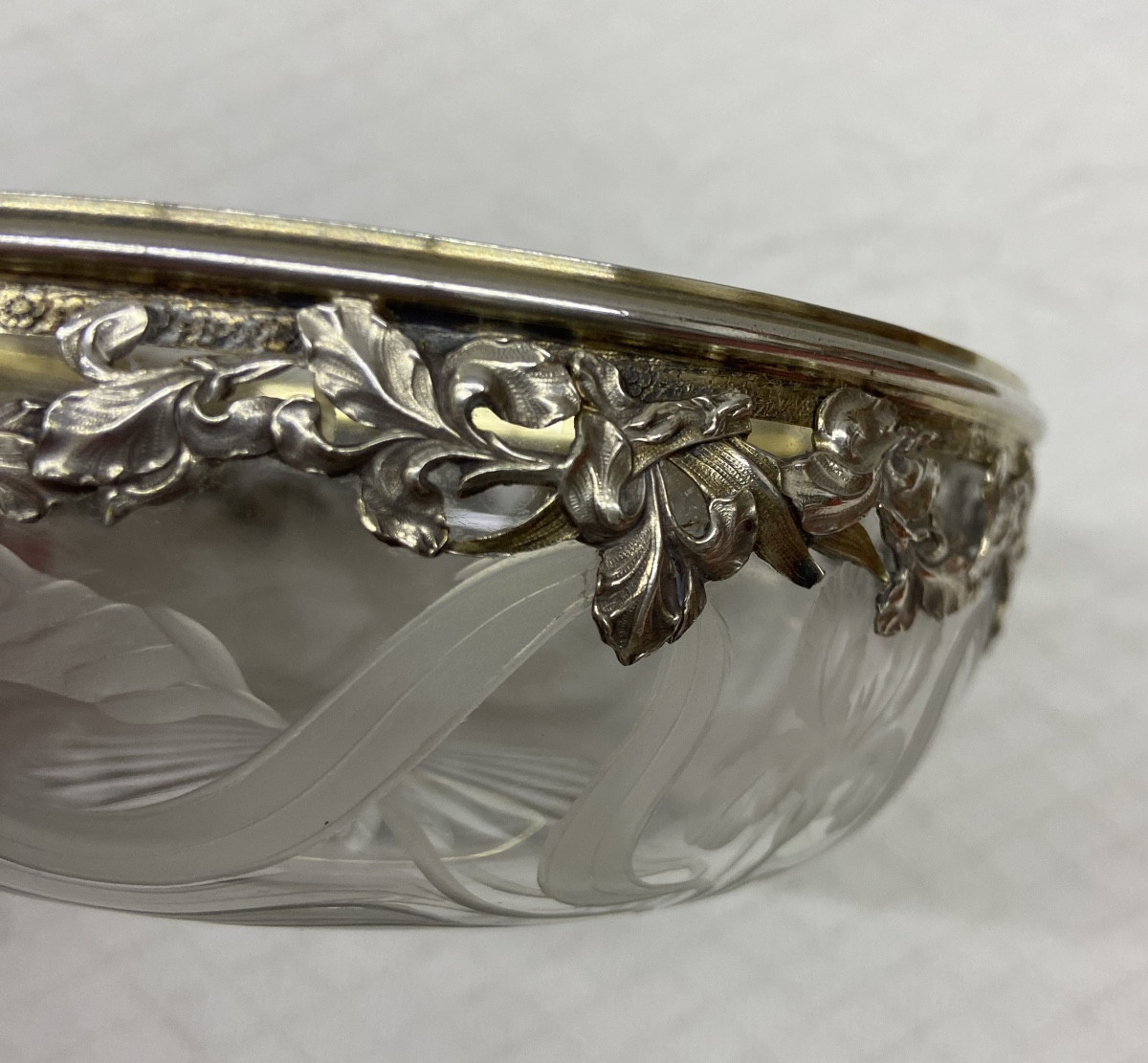 Coupelle art nouveau en cristal et argent-photo-2