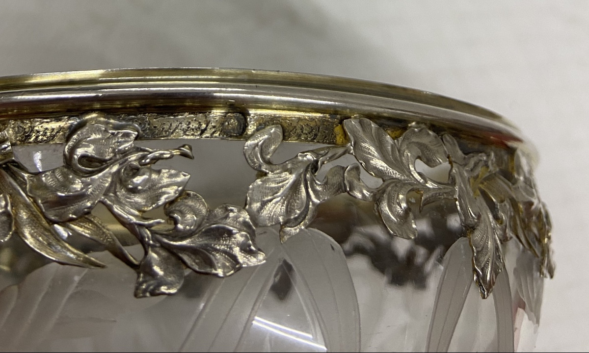 Coupelle art nouveau en cristal et argent-photo-3