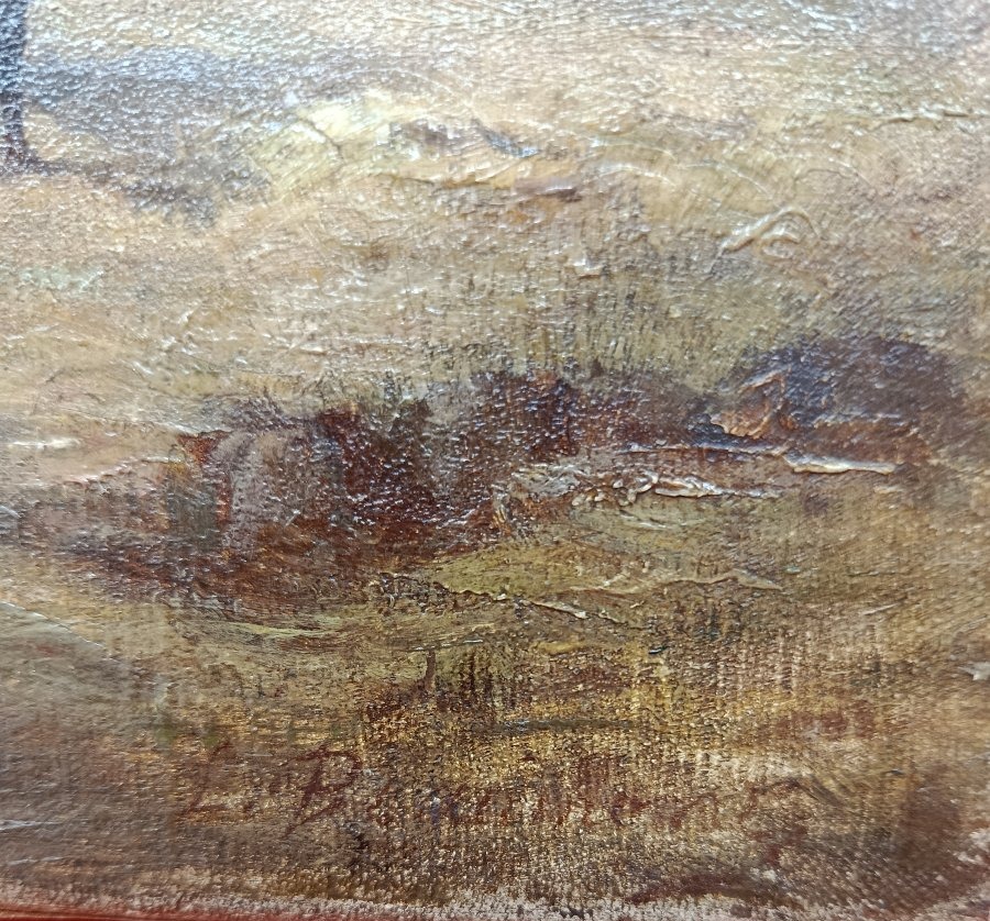 " Bord de mer animé " Huile sur toile fin  XIX-photo-1