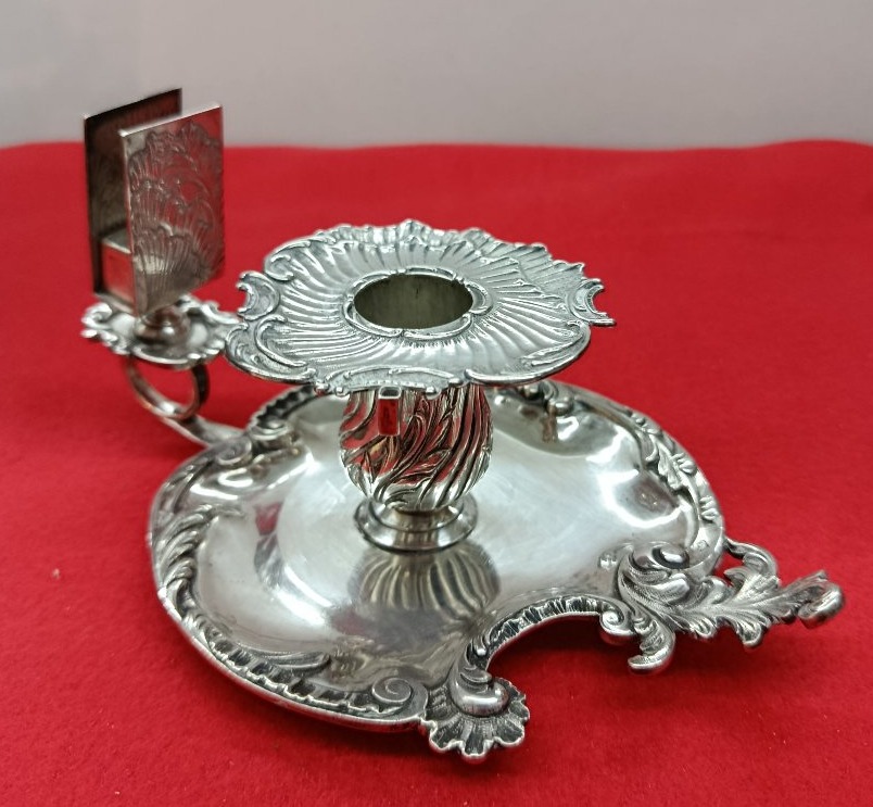 19th Century Silver Hand Candlestick In The Louis XV Style