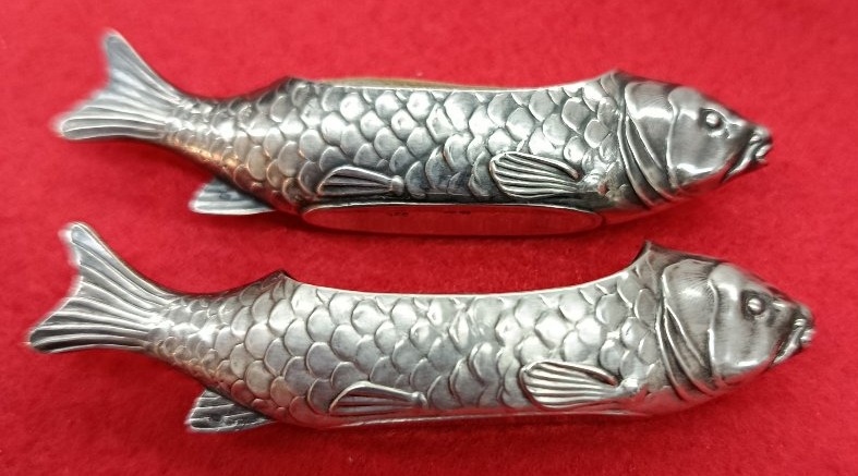 2 Silver Fish Pick Holders Germany XIX-photo-2