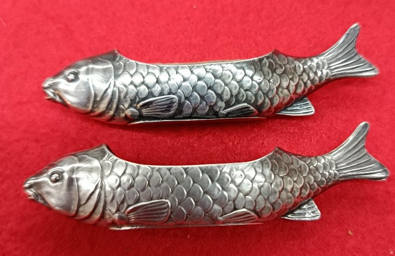 2 Silver Fish Pick Holders Germany XIX