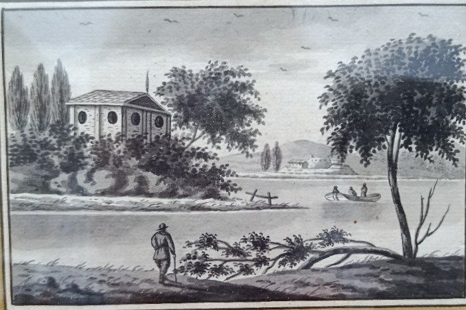 Wash Drawing "lakeside "  Landscape 18 Th Century Italy-photo-2
