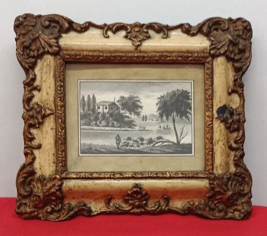 Wash Drawing "lakeside "  Landscape 18 Th Century Italy