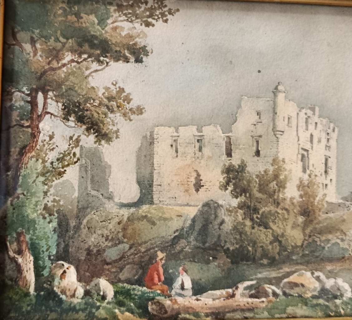 Laurens   " Le château de la Roquette " aquarelle XIX-photo-3