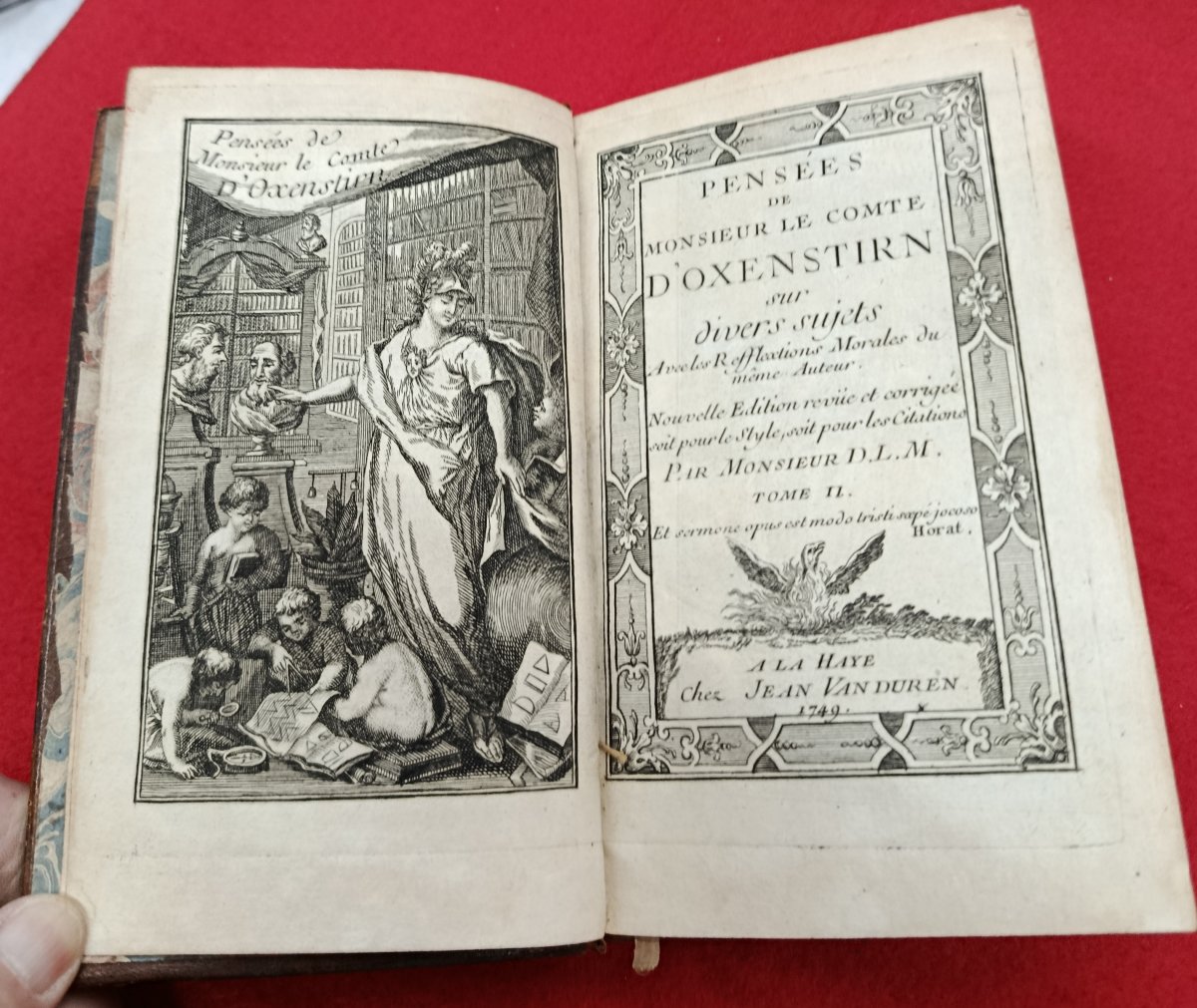2 Vol.Pensées de Mr le Comte d' Oxenstirn / Van Duren 1749-photo-4