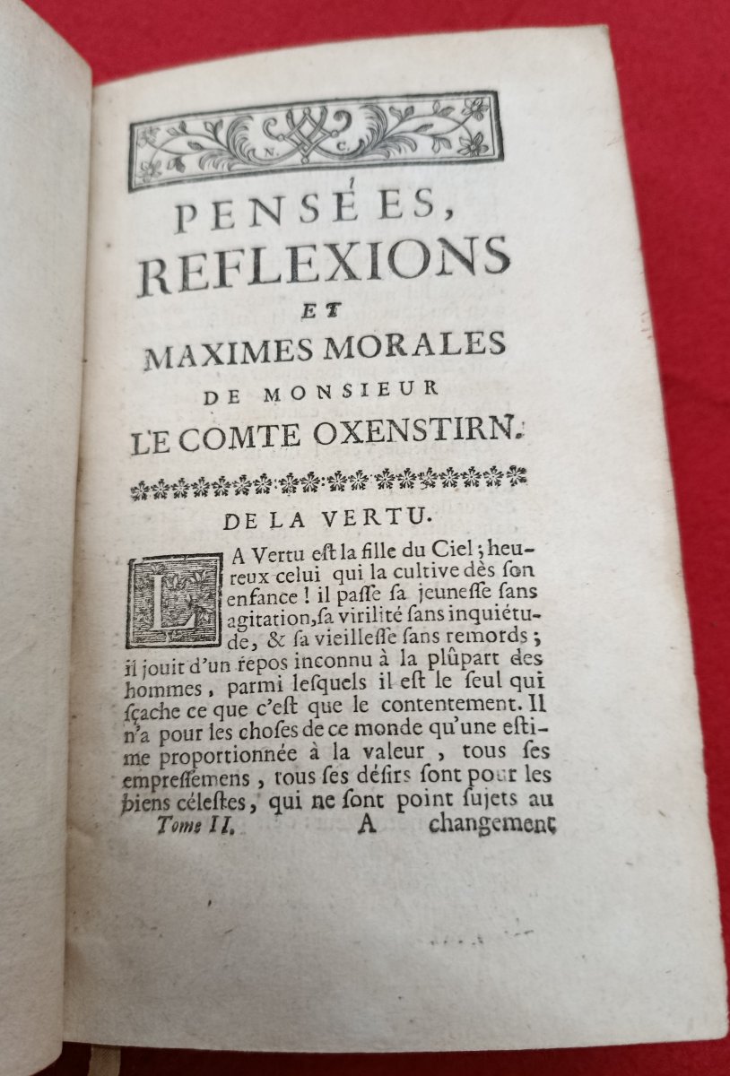 2 Vol.Pensées de Mr le Comte d' Oxenstirn / Van Duren 1749-photo-5