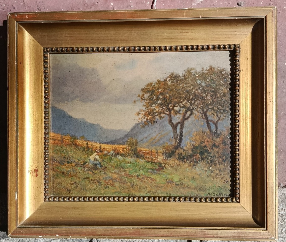 1910 Maurice Jullien " Chamonix près des Bossons " huile sur bois-photo-2