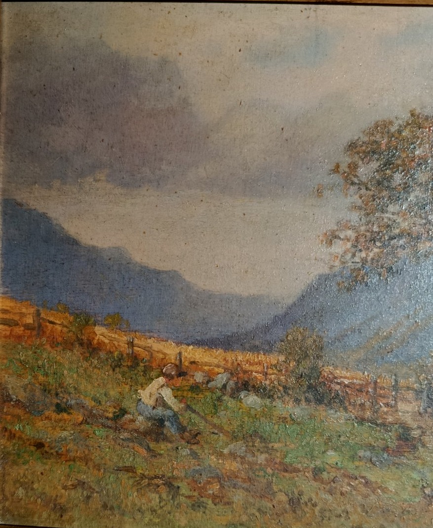 1910 Maurice Jullien " Chamonix près des Bossons " huile sur bois-photo-3