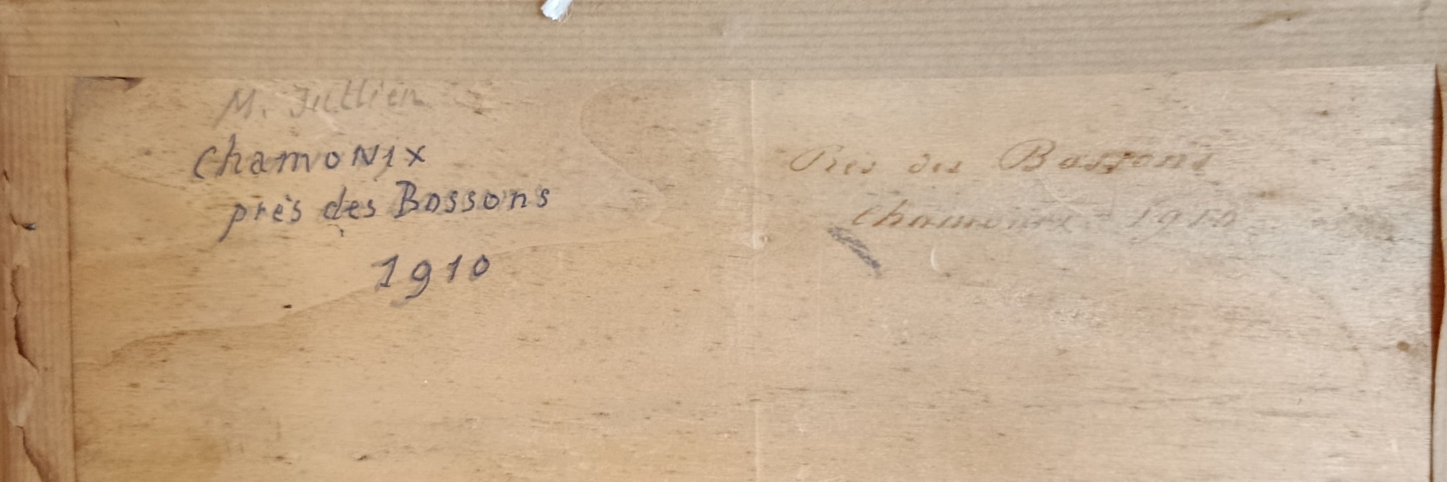 1910 Maurice Jullien " Chamonix près des Bossons " huile sur bois-photo-2