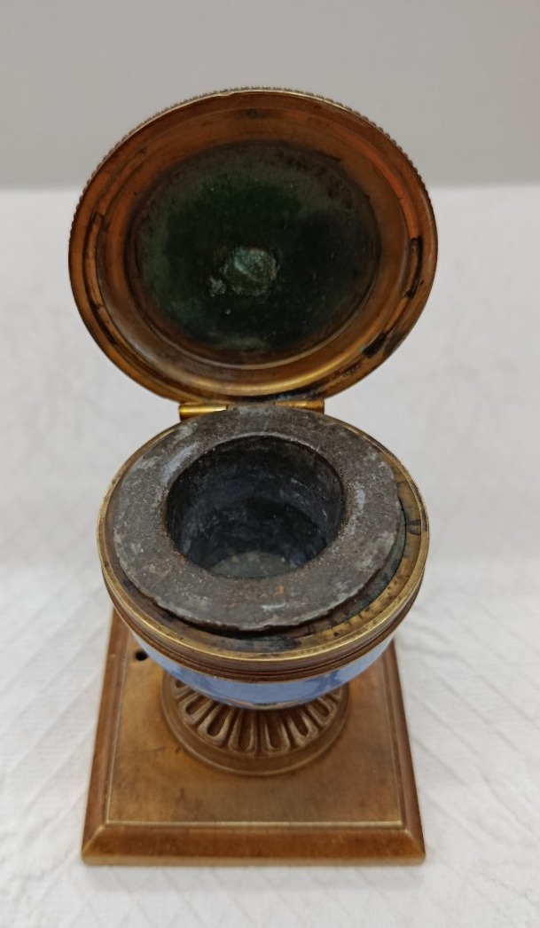 Encrier en bronze et porcelaine de Paris XIX-photo-4