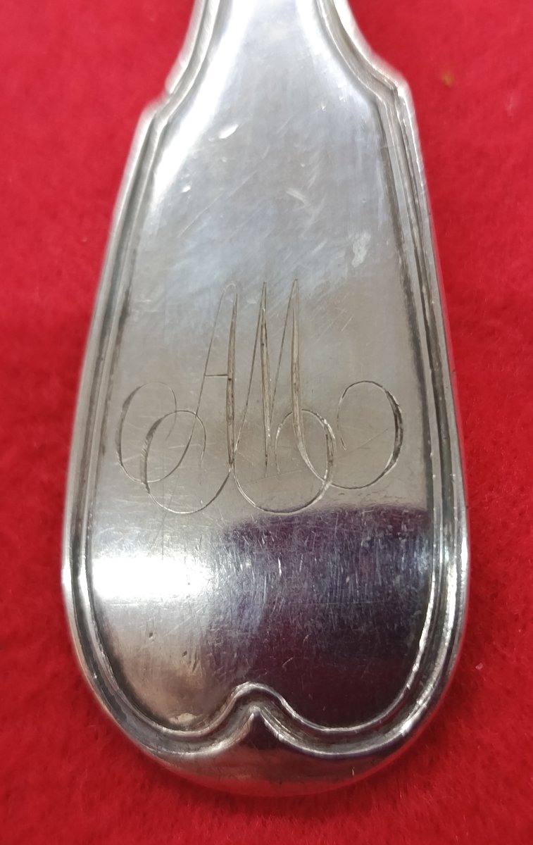 Silver Sprinkling Spoon, 1st Rooster, 19th Century-photo-1