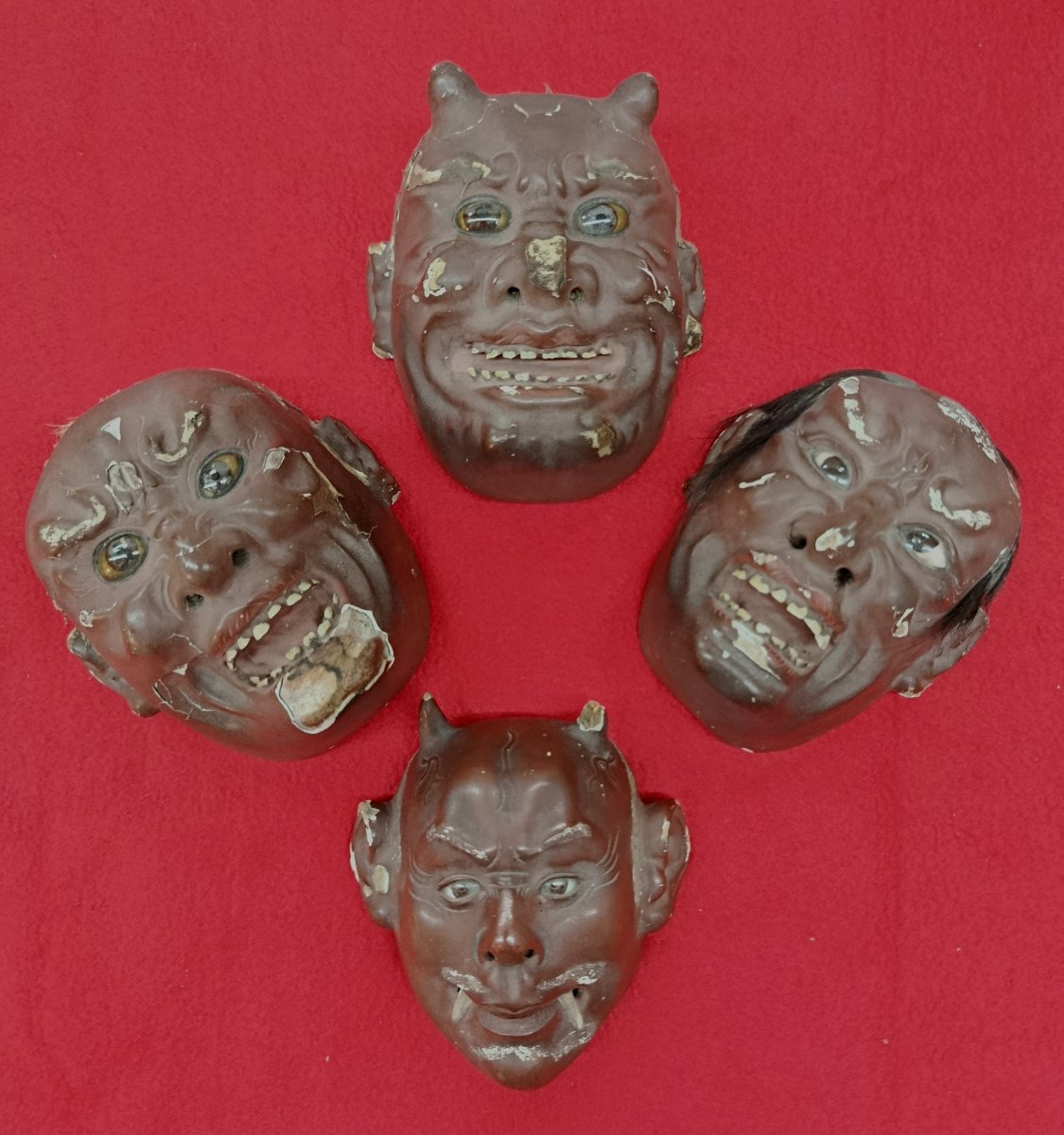 4 Noh Theater Masks, 19th Century, Japan