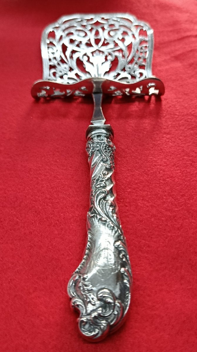 Pelle à asperges en argent fourré Orfèvre V.  Boivin XIX-photo-1