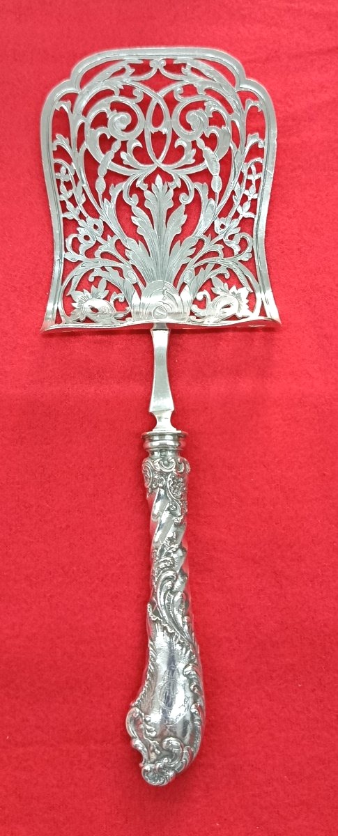 Pelle à asperges en argent fourré Orfèvre V.  Boivin XIX