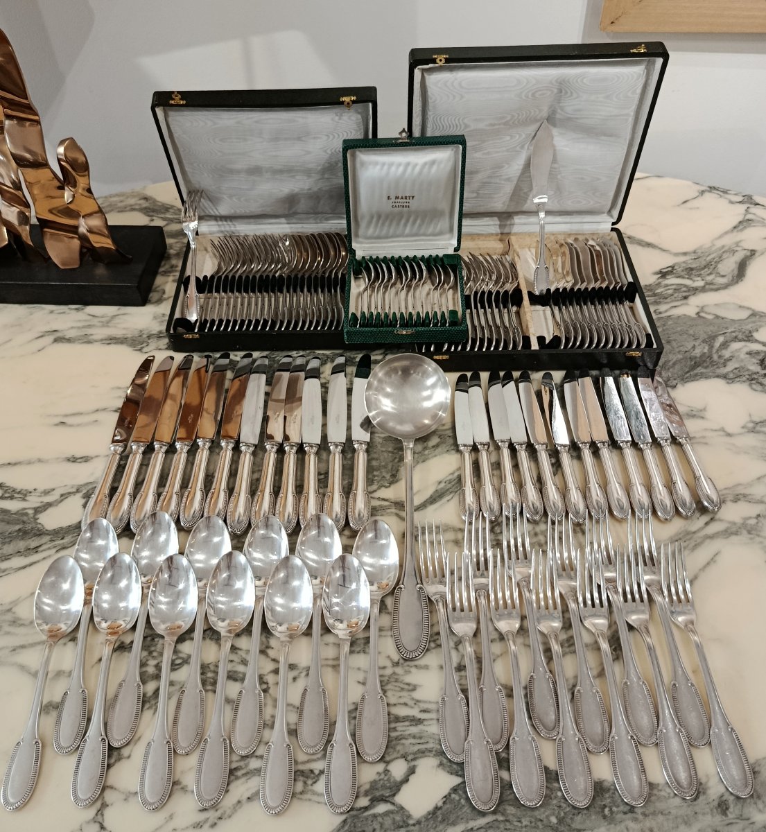 Ercuis 109-piece Silver-plated Metal Dinner Set With Fluted Design -photo-2