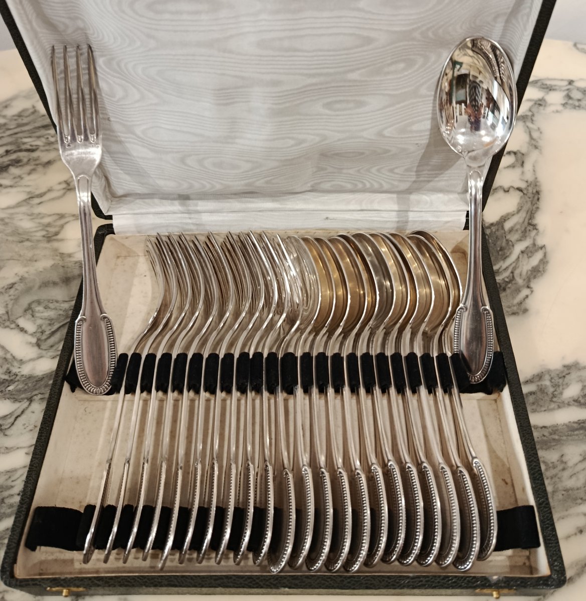 Ercuis 109-piece Silver-plated Metal Dinner Set With Fluted Design -photo-6