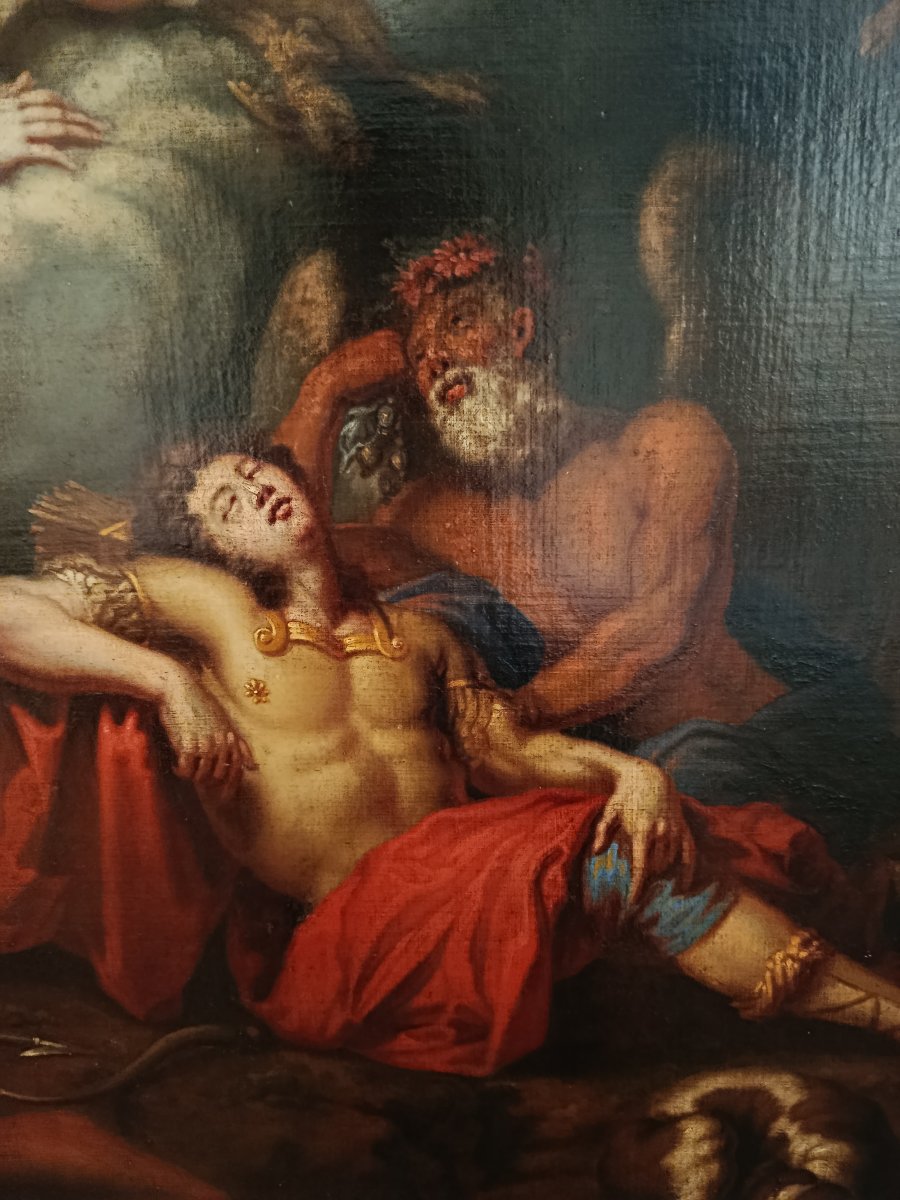 Le Sommeil d' Endymion huile sur toile XVIII ème-photo-3