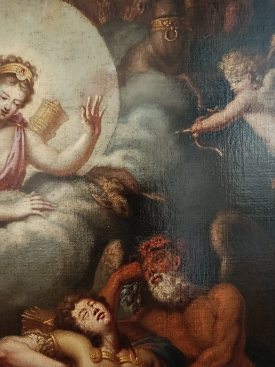 Le Sommeil d' Endymion huile sur toile XVIII ème-photo-4