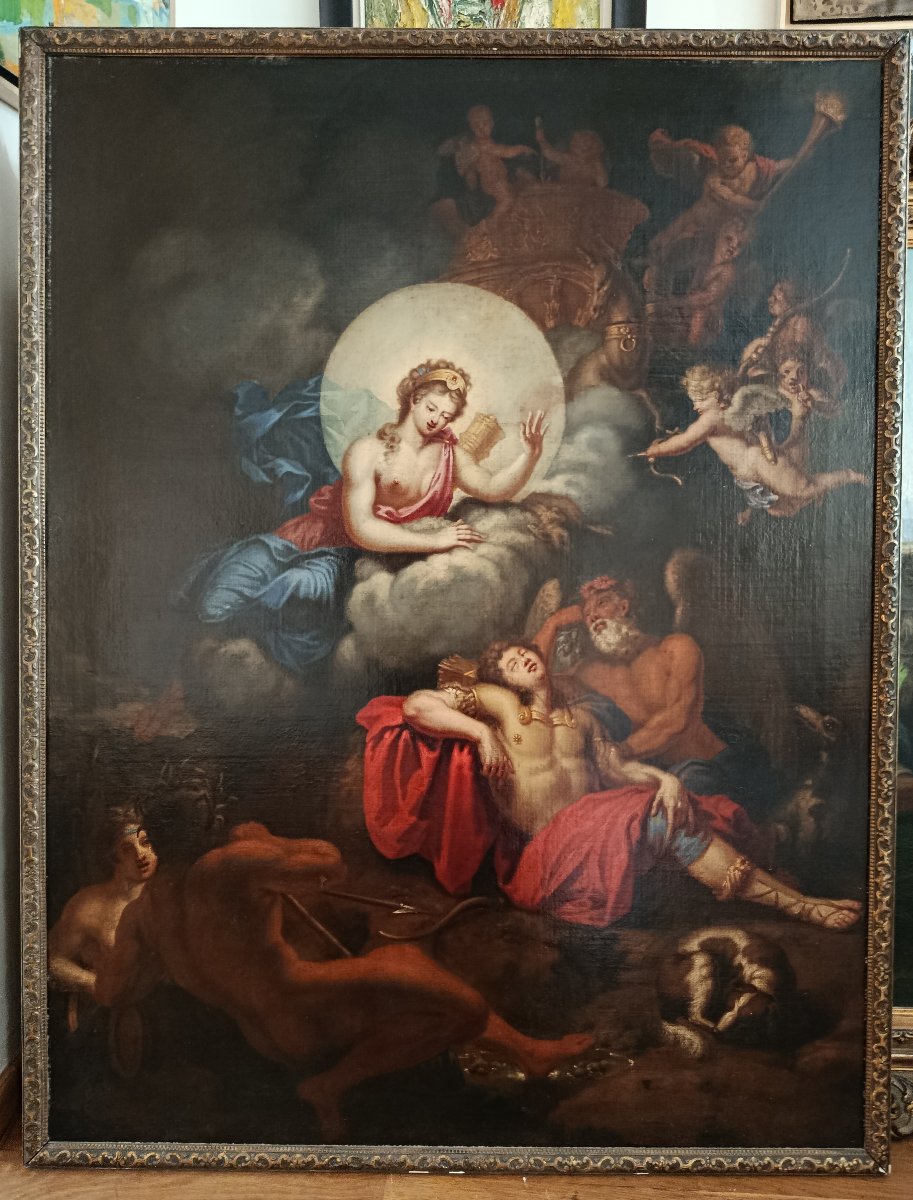 Le Sommeil d' Endymion huile sur toile XVIII ème