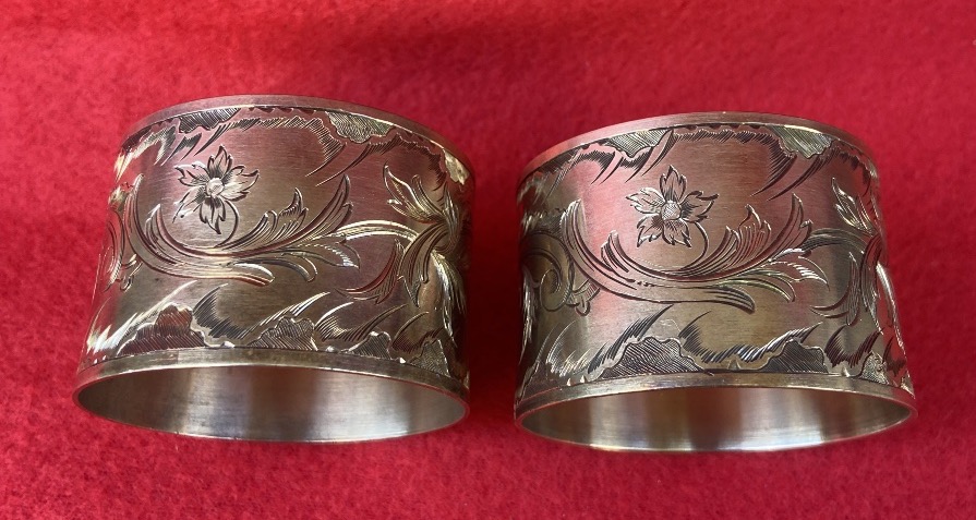 Paire de ronds de serviette en vermeil XIX-photo-2