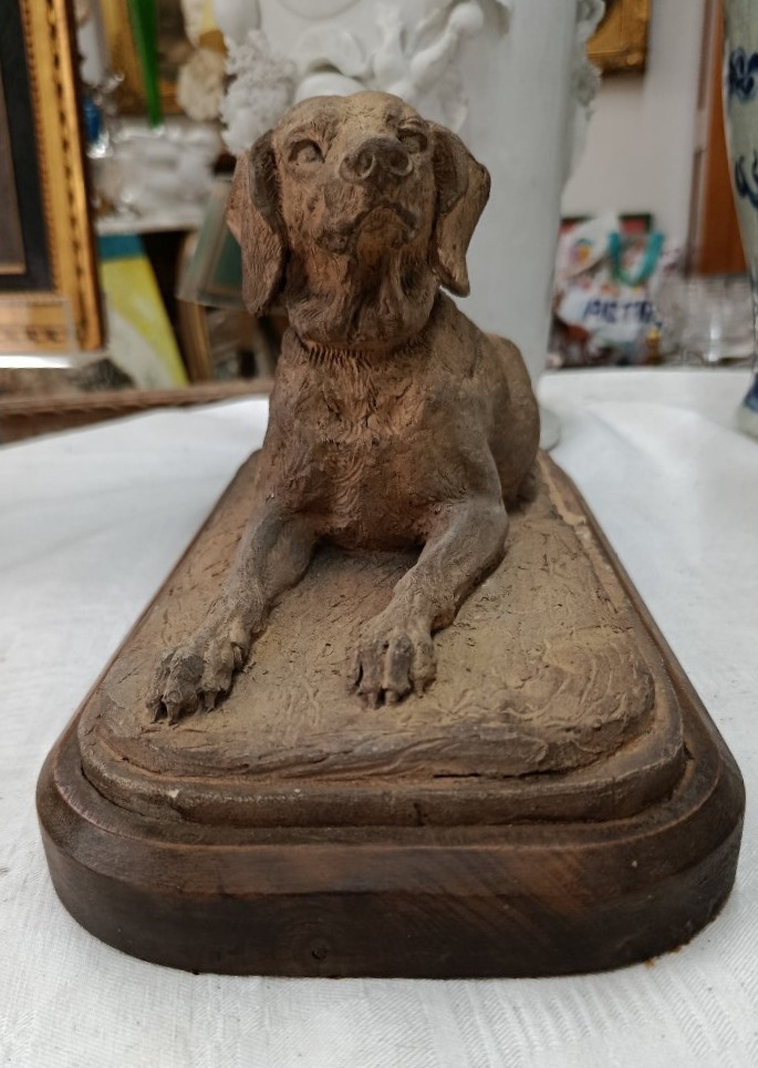 "setter" Hunting Dog Terracotta Sculpture Ar 1861-photo-2