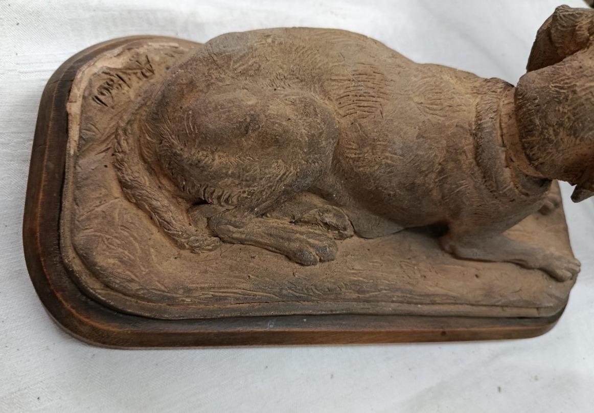 "setter" Hunting Dog Terracotta Sculpture Ar 1861-photo-2
