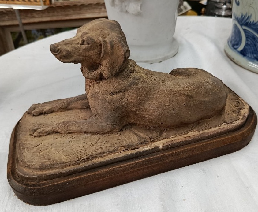 "setter" Hunting Dog Terracotta Sculpture Ar 1861