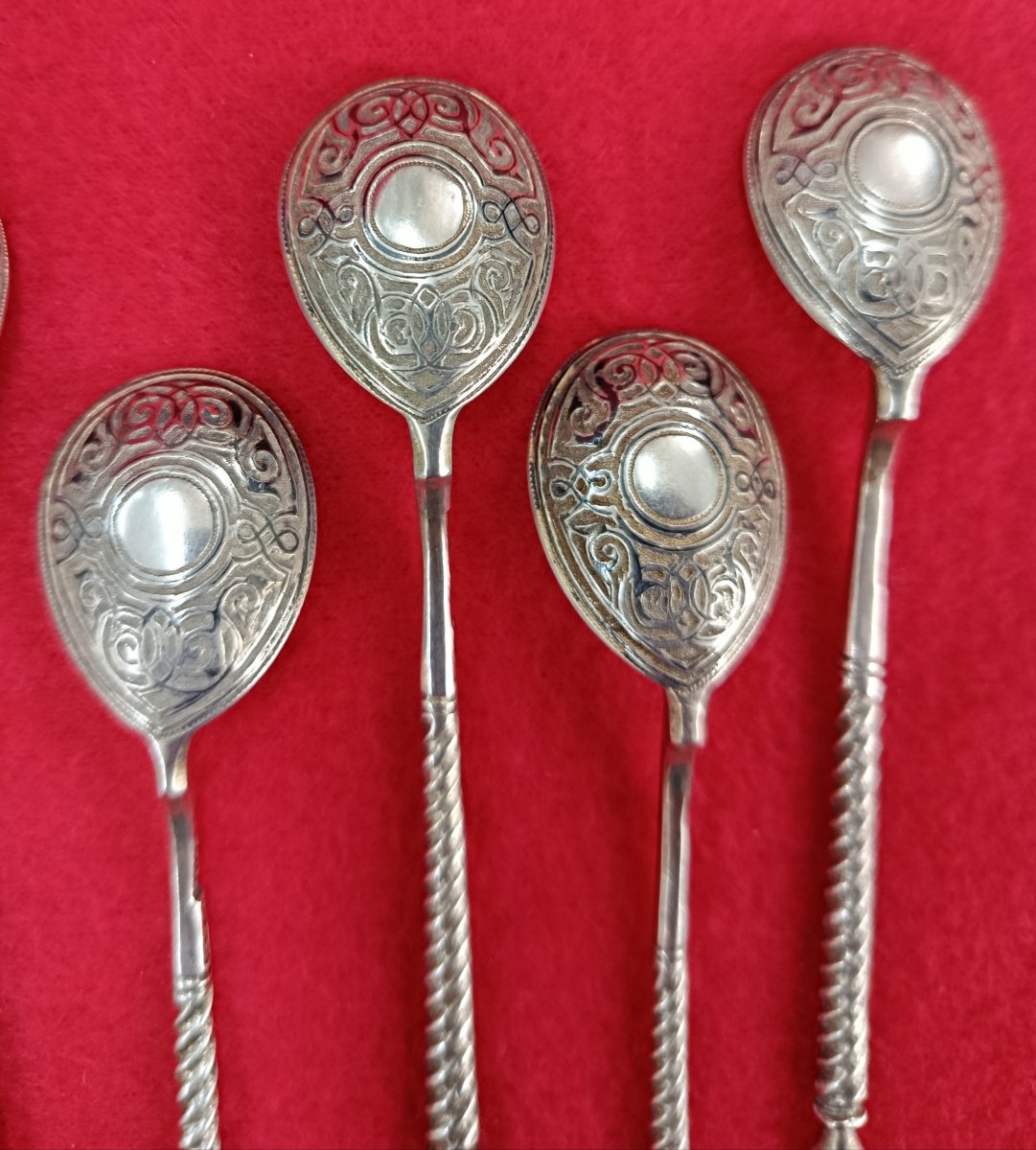 8 Cuillères à Moka en argent Russe 1873-photo-3