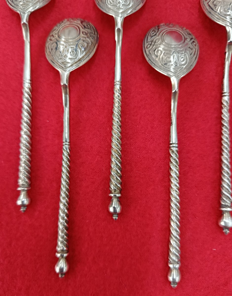 8 Cuillères à Moka en argent Russe 1873-photo-4