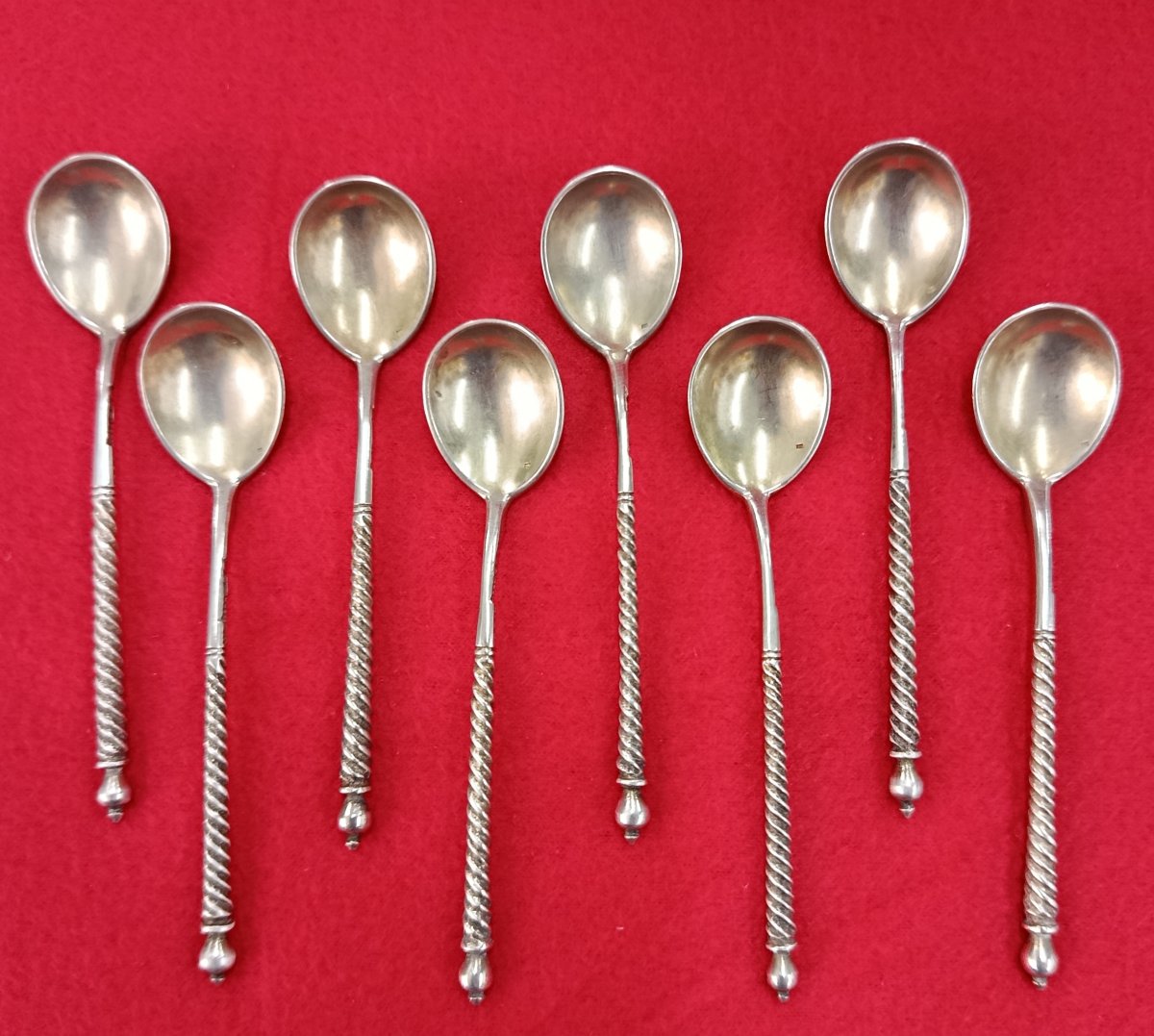 8 Cuillères à Moka en argent Russe 1873