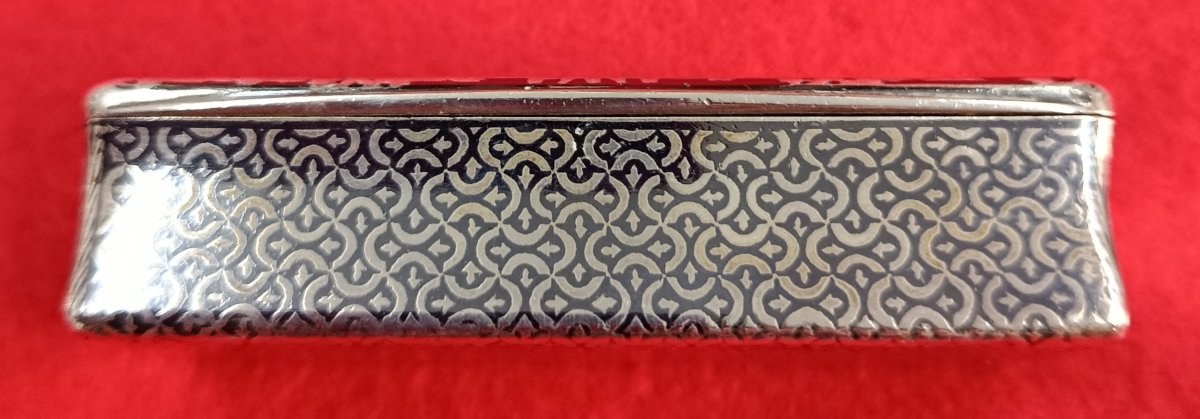 Nielloed Silver Snuff Box, "children Playing Dice," 19th Century -photo-4