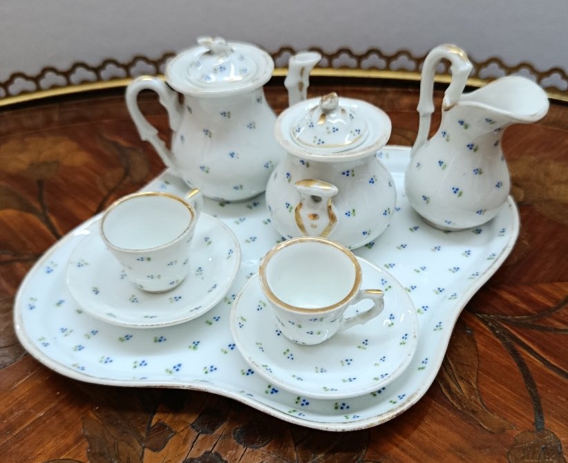 19th-century Miniature Parisian Porcelain Coffee Set-photo-1