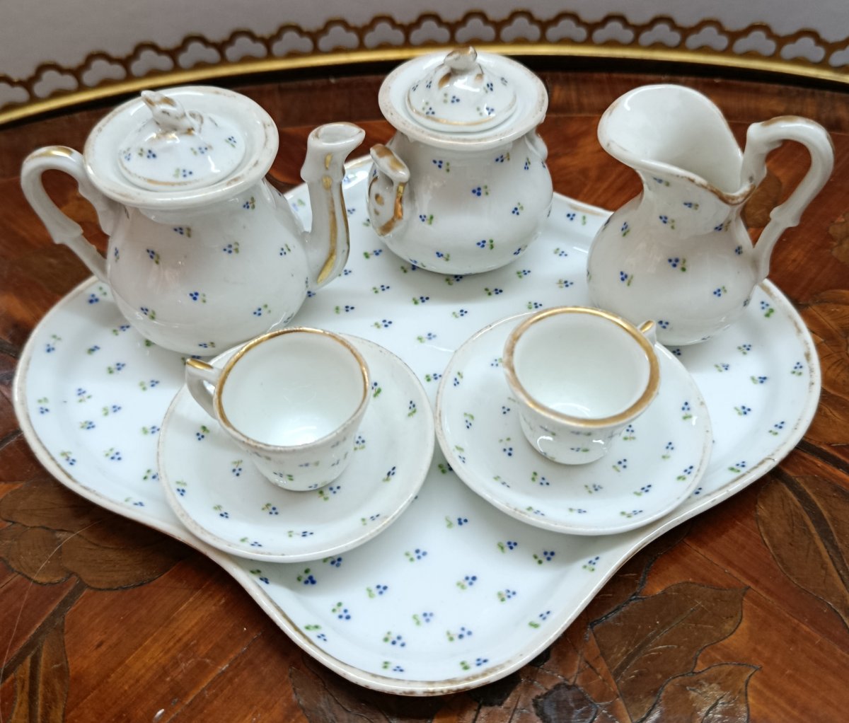 19th-century Miniature Parisian Porcelain Coffee Set