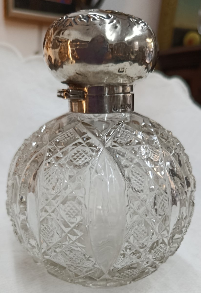 Crystal And Silver Bottle, Great Britain, Chester, 19th Century-photo-1
