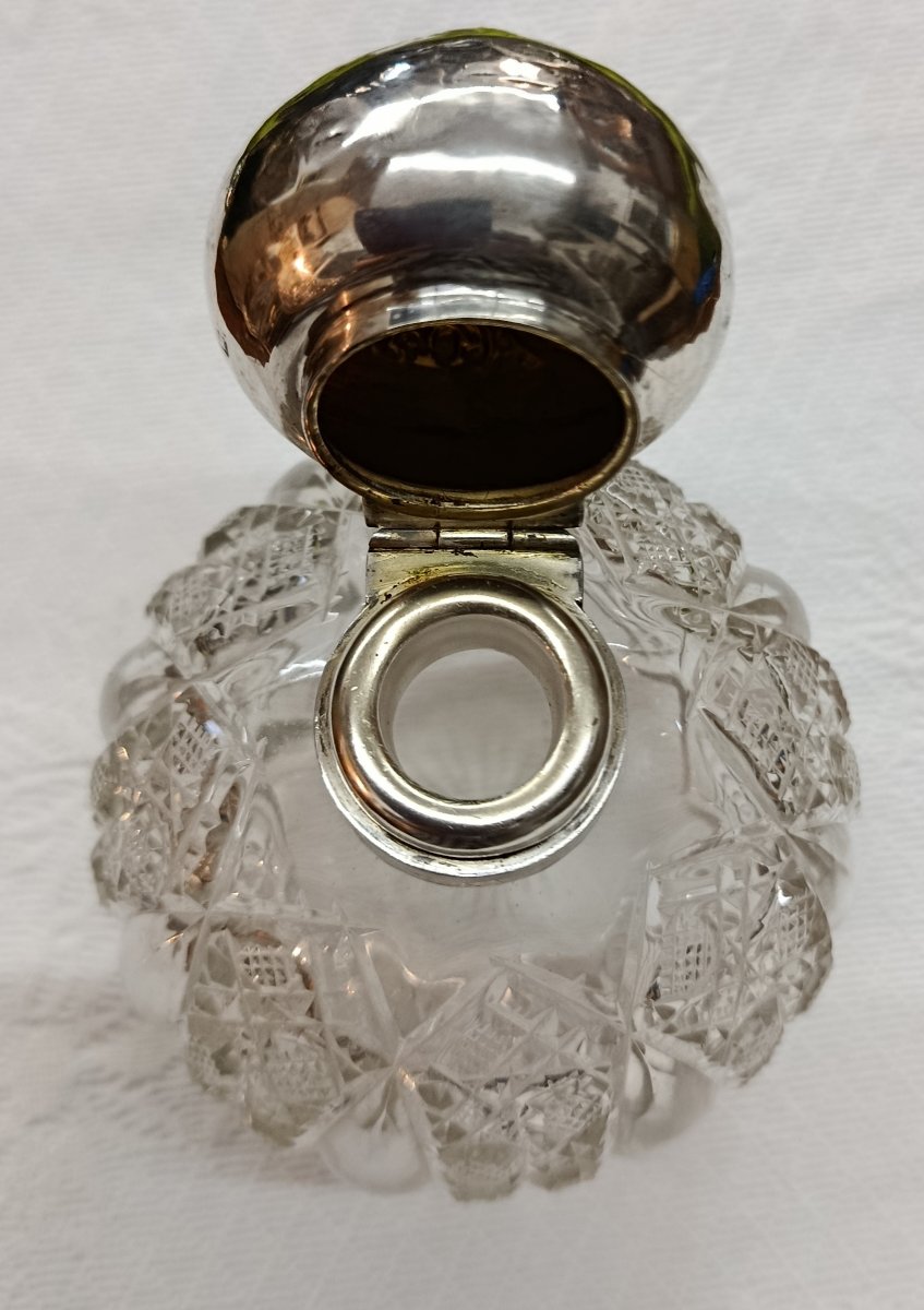 Crystal And Silver Bottle, Great Britain, Chester, 19th Century-photo-3