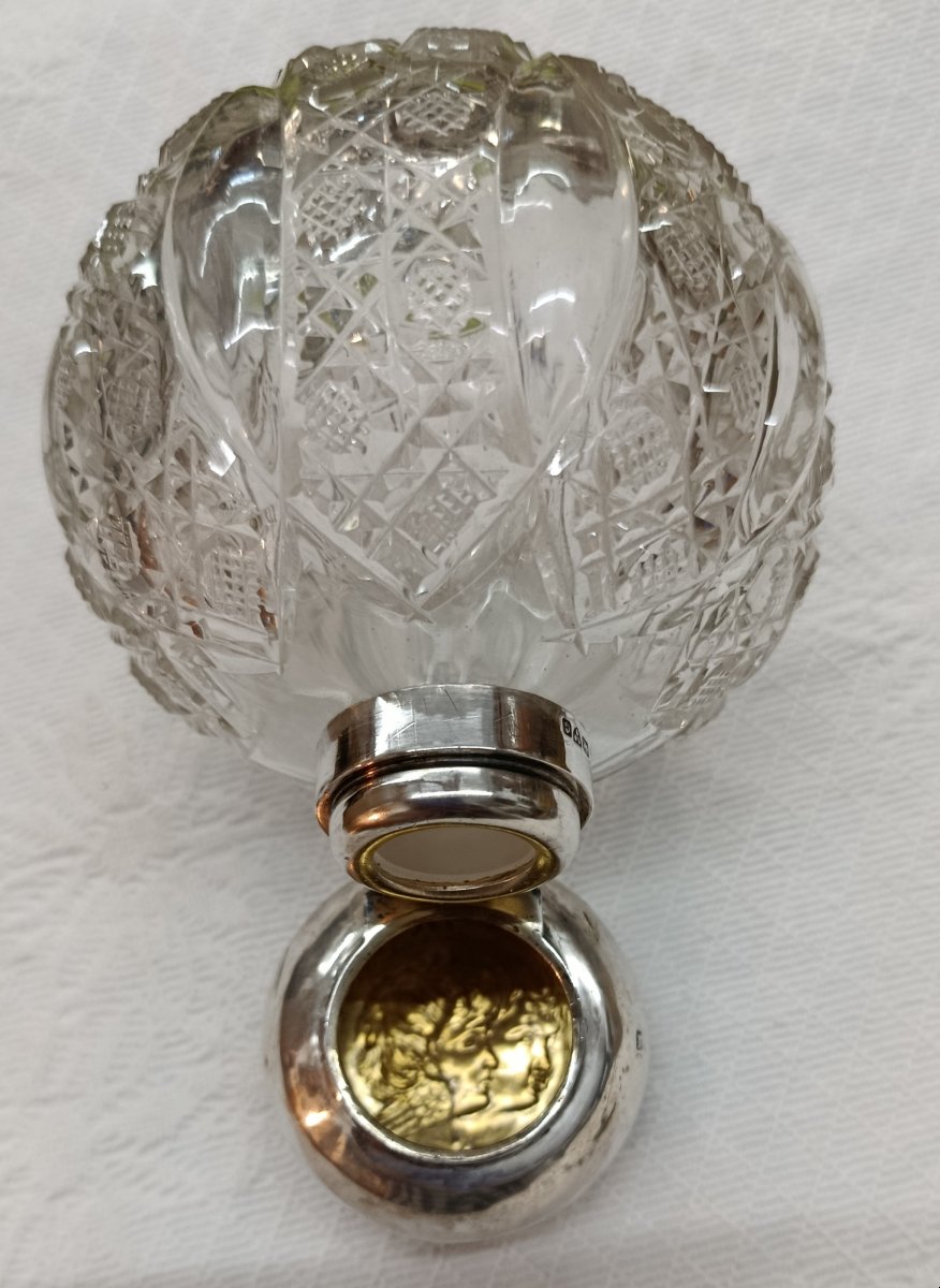 Crystal And Silver Bottle, Great Britain, Chester, 19th Century-photo-4