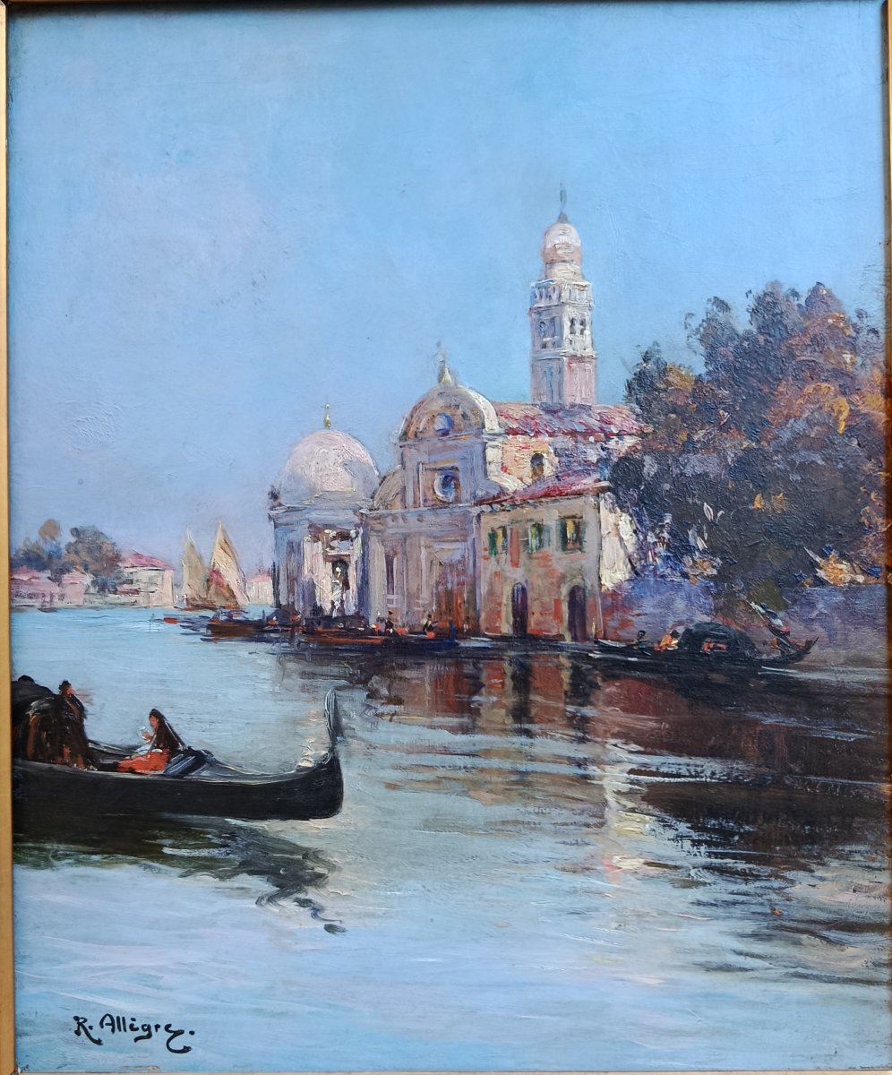 Raymond Allègre  Venice  Oil On Panel, 19th Century-photo-2