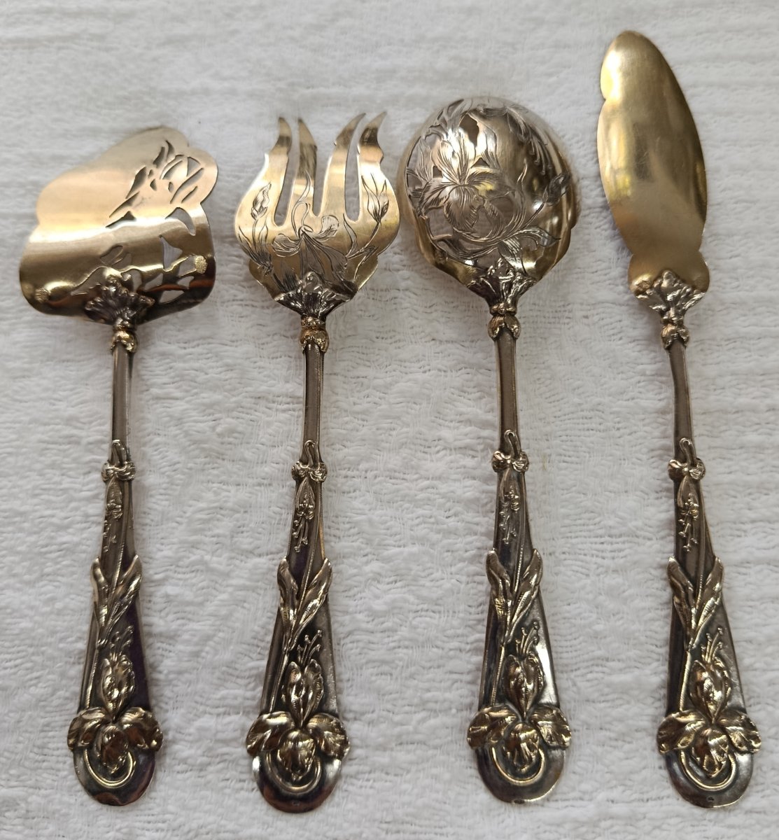 Art Nouveau Silver And Vermeil Petite Pastry Set-photo-3