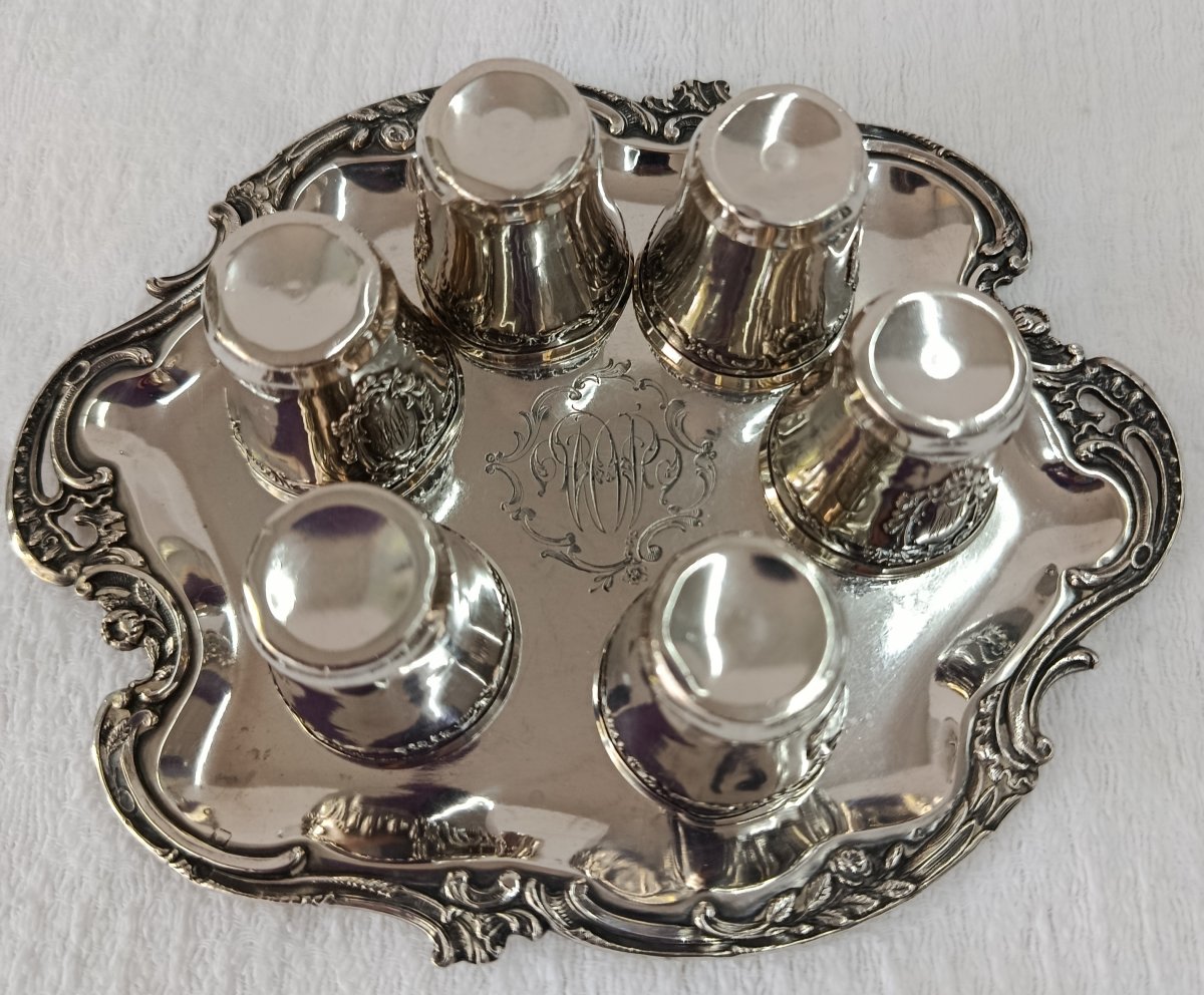 7-piece Liqueur Set, "agent Minerve," 19th Century-photo-1