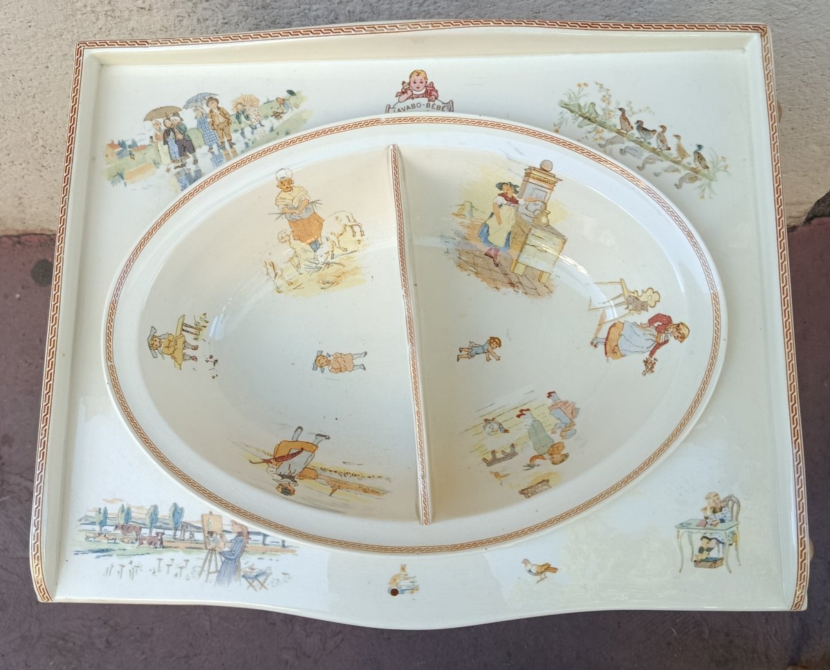 Children's Vanity Set, Sarreguemines, Early 20th Century-photo-1